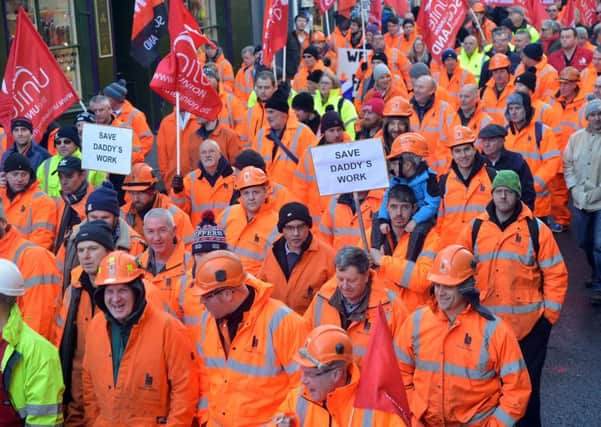 BiFab workers march on Holyrood in a bid to save their jobs (Pic: Jon Savage)