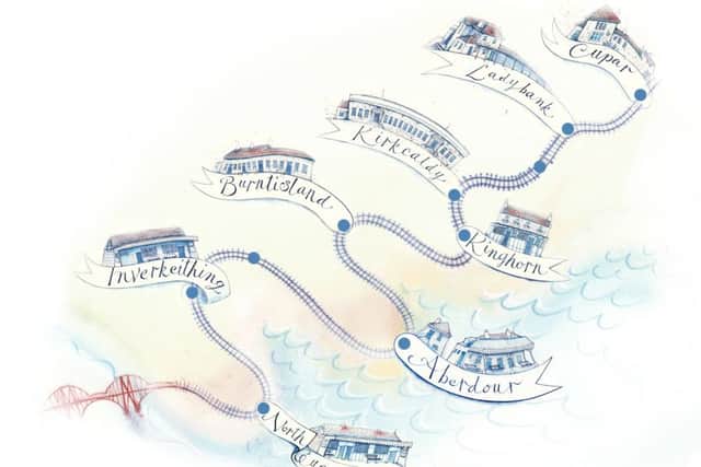 The Artline lies on the Edinburgh to Dundee main line from North Queensferry to Cupar. Map: Catherine Lindow.