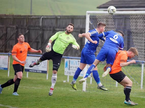 Action from Dundonald Bluebell 0 Tranent 2 on Tuesday, April 23, 2019. Pic: George Wallace