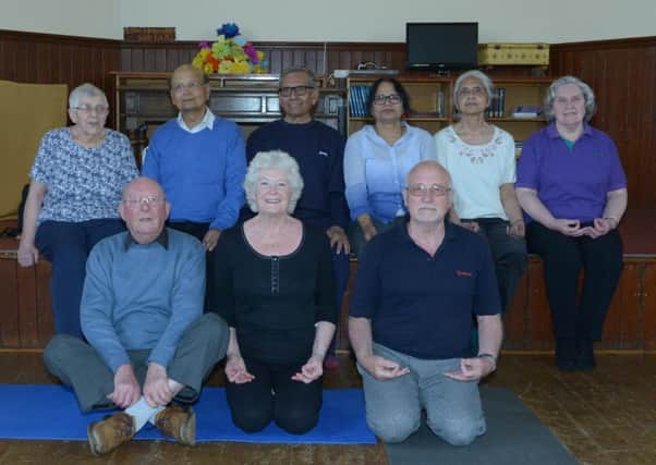 The class members who join Debu for yoga on Mondays in Kinghorn. Pic: George McLuskie.
