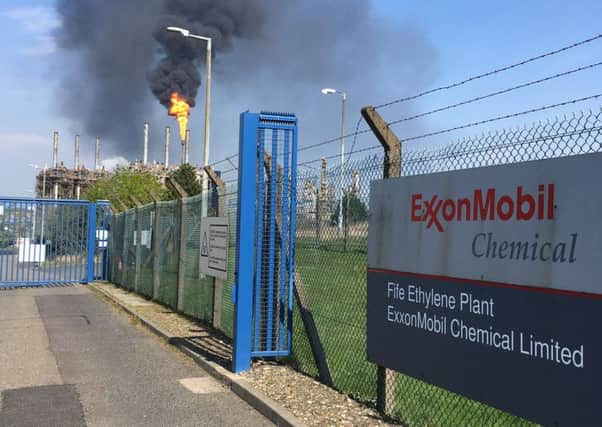 Unplanned flaring at Mossmorran perto chemical plant in Fife Sunday April 21 2019 (pic Neil Henderson)