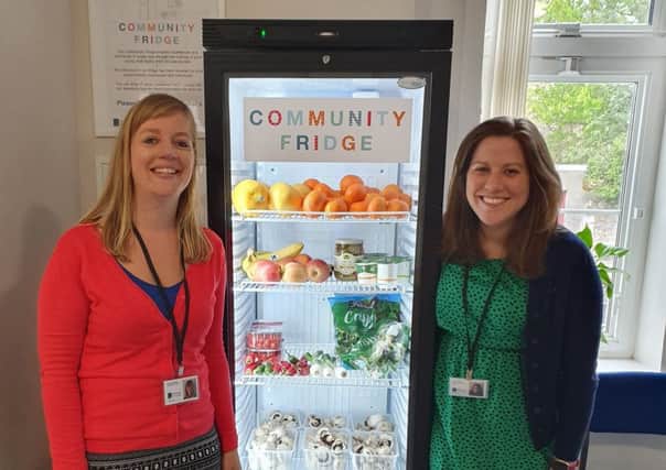 The first community fridge in the town has been officially launched by Greener Kirkcaldy. Staff at Greener Kirkcaldy beside the new community fridge.