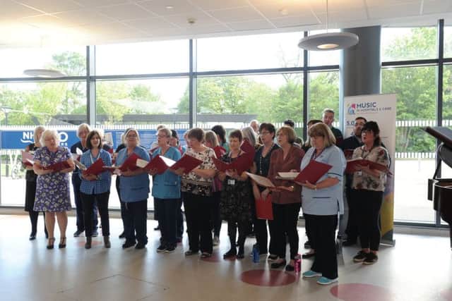 The  staff choir Healthy Harmonies performed at the event  along with the charity Music in Hospitals and Care. Pic: George McLuskie.