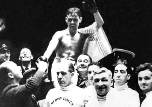 Benny Lynch after a fight at Shawfield Stadium in Glasgow in 1937.