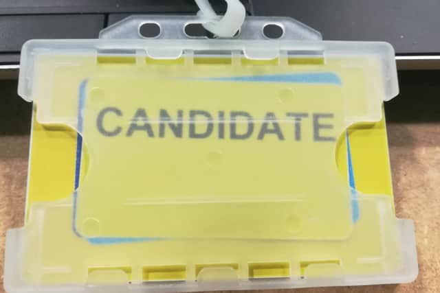 The reverse of a media pass at Fife count
