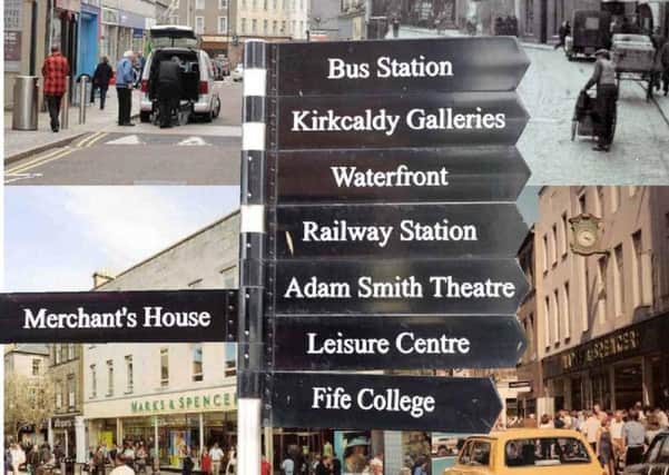 Kirkcaldy town centre  High Street town signs