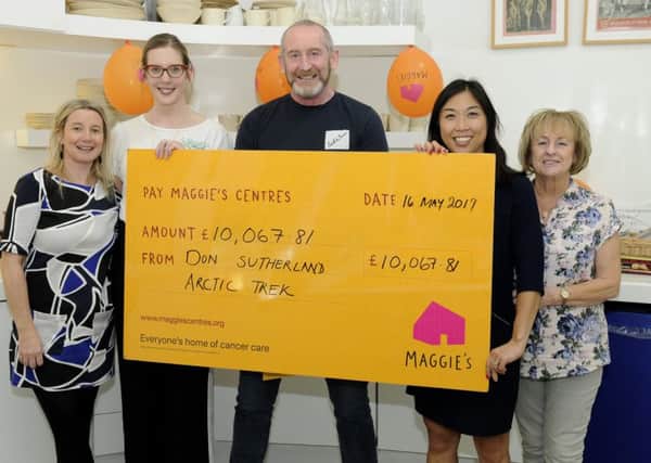 Sergeant Don Sutherland has raised an amazing £10,067.81 for Maggie's Fife. From left: Mel Bunce, Louise Duncan, Don Sutherland, Tu Edwards and Marion Seath. Pic: Paul Cranston.