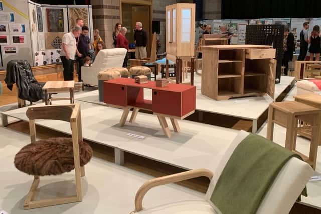 Some of the furniture created by students at the Fife College Festival.