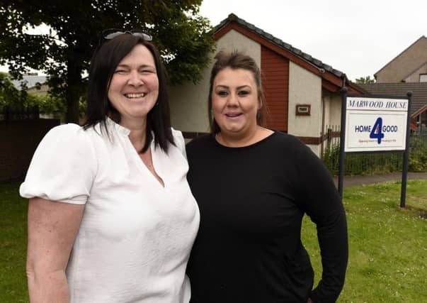 Pauline and Kelly outside the former Marwood House. Pics hy Fife Press Agency
