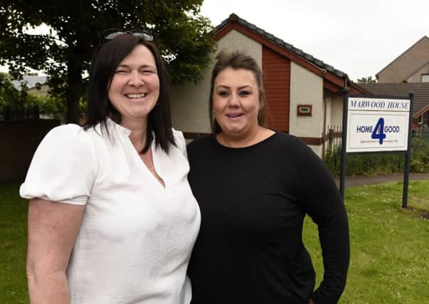 Pauline and Kelly outside the former Marwood House. Pics hy Fife Press Agency