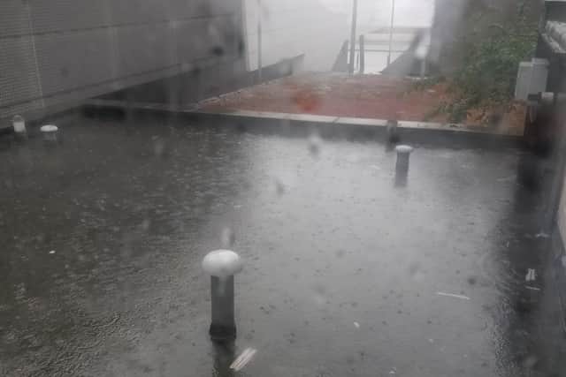 Flooding on Bakers Field cafe roof