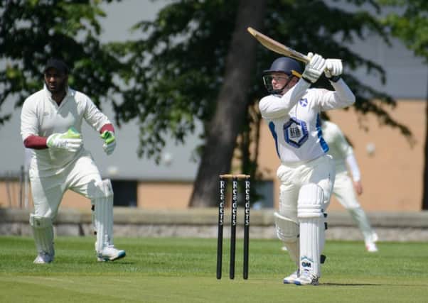 J. Segall drives through the covers against Kinloch CC second XI. Photo by A Haines.