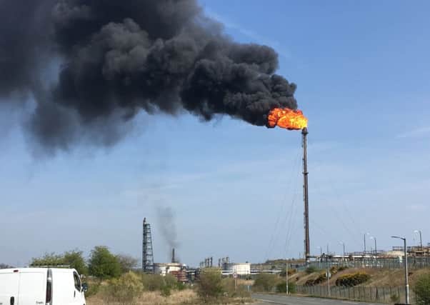 Unplanned flaring at Mossmorran perto chemical plant in Fife Sunday April 21 2019 (pic Neil Henderson)