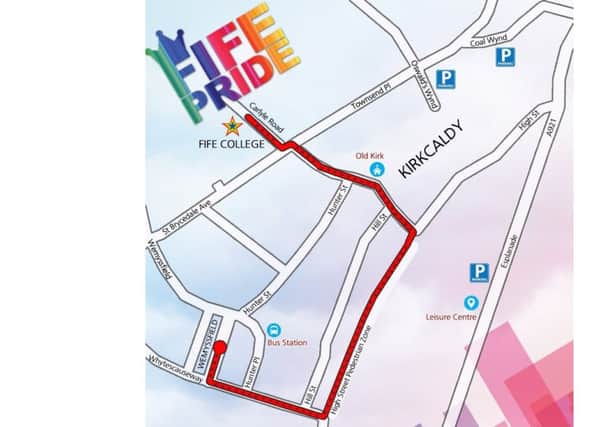 The route for Fife Pride 2019.