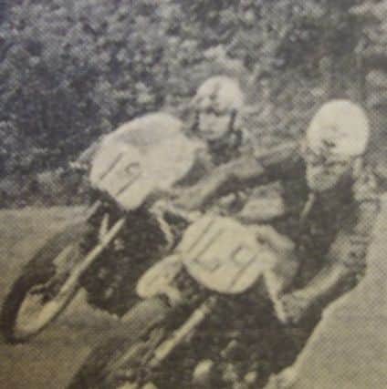 Scottish motorcycle race, Beveridge Park, Kirkcaldy October 1963.