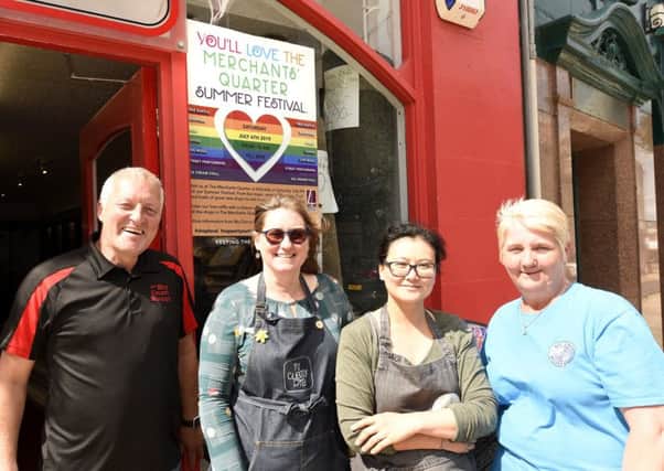 Traders from the Merchants' Quarter in Kirkcaldy have come together to organise this Saturday's Summer Festival. From left: John Tallack, Gail Cadogan, Rose Bentley-Steed and Helen McBride. Pic credit: WALTER NEILSON.