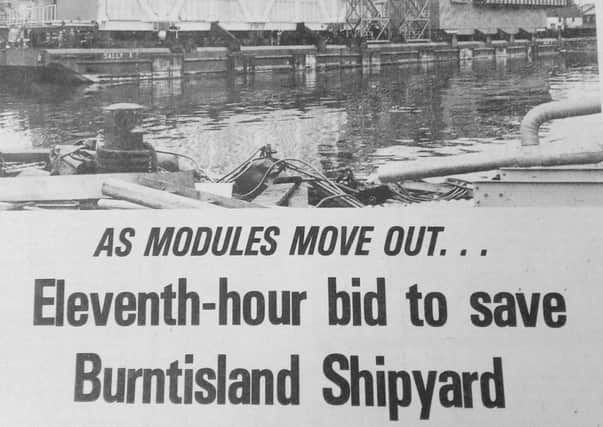 1979 Fife Free Press report on Burntisland Shipyard running out of work