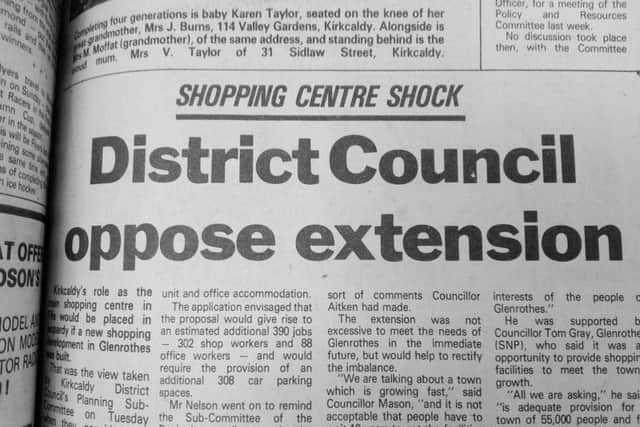 Fife Free Press 1979 - row between Glenrothes and Kirkcaldy over extention to Kingdom Centre, Glenrothes