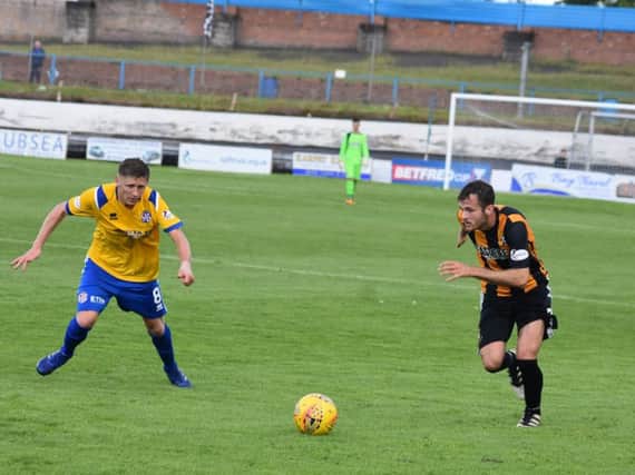 Danny Denholm posed a threat for the Fifers in attack. Pic by Kenny Mackay.
