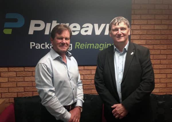 Pitreavie Group managing director Stephen Heslop welcomes Peter Grant MP to its Glenrothes headquarters