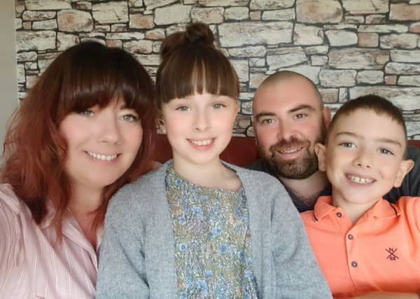 Niamdh Braid, 10 with mum Sam, dad Steven and brother Billy.