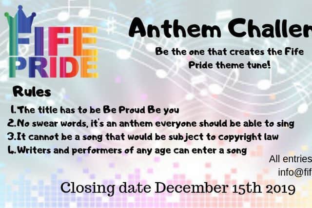 The Fife Pride anthem challenge poster.