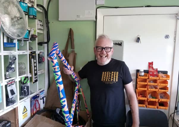 Gallatown Bike Hub Shuggy Hughes with bike