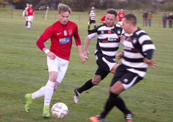 Jamie Gill, left, was among those who contributed to a healthy goals tally for Tayport in their pre-season programme.