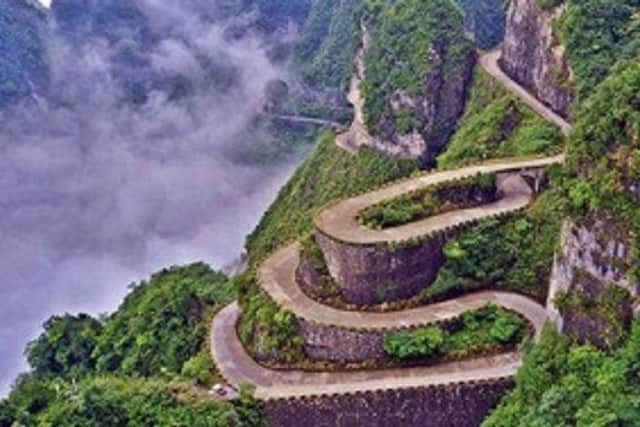 Located in Tianmen Mountain National Park in central China, it features 99 death-defying hairpin turns constructed hundreds of feet in the air. Its around 6.8 miles long and in bad weather is incredibly treacherous.