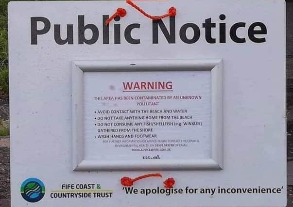 Warning notice at Aberdour beach (Pic: RNLI Lifeguards)