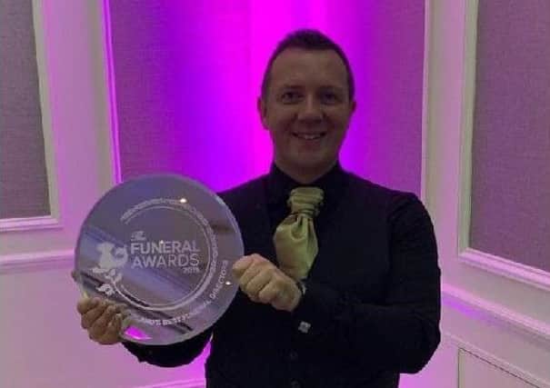 Stevenson Funeral Directors Ltd won four awards at the Scottish Funeral Awards 2019.  Pictured is Barry Stevenson CEO