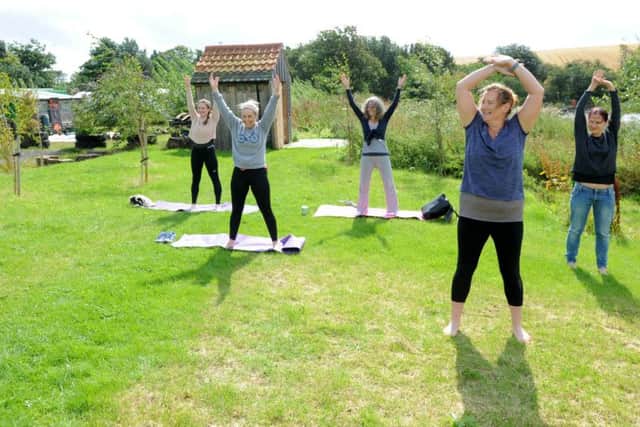 Yoga and fitness classes were held at the event. Pic: George McLuskie.