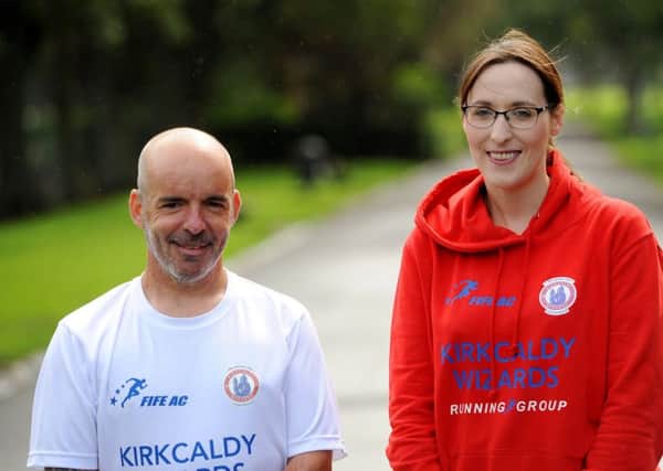 Barry Moir and Caroline Leckie, who are running the Kirkcaldy Parks Marathon this Sunday. Pic: Walter Neilson