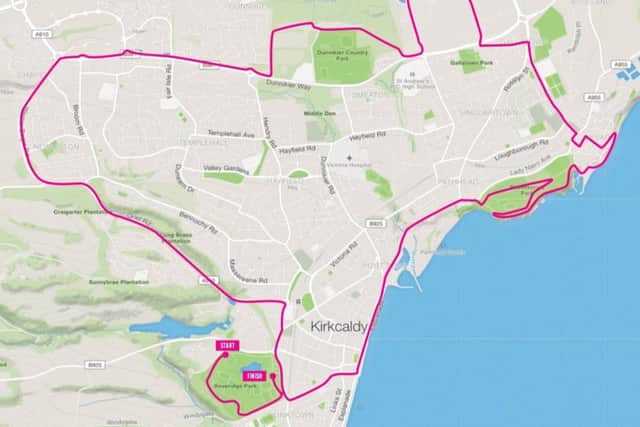 The route Kirkcaldy Parks Half Marathon will take on Sunday.