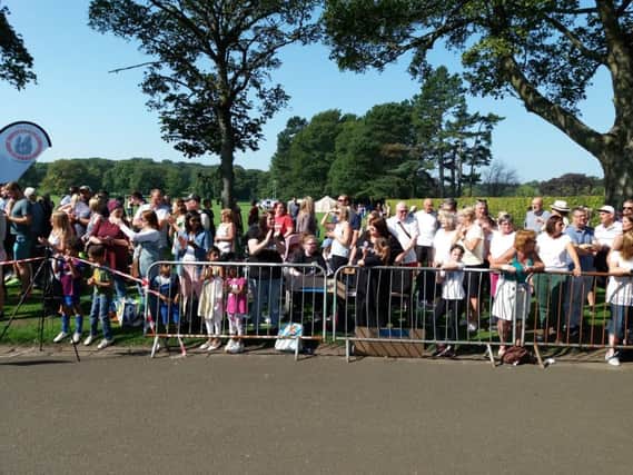 The crowds at Beveridge Park, Kirkcaldy waiting on the runners finishing the half marathon.