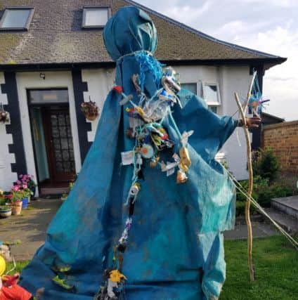 An interesting theme this year is a strong environmental message with several Scarecrows highlighting the problem of beach plastic.  This scarecrow shows plastic gathered from Kinghorn beach in just a few visits.