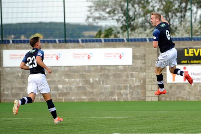 Lewis Allan celebrates after putting Raith 1-0 up after 10 minutes