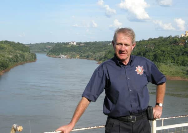 Retired volunteer firefighter Jake Anderson drove a fire engine 1400 miles to Albania. Pic: SWNS