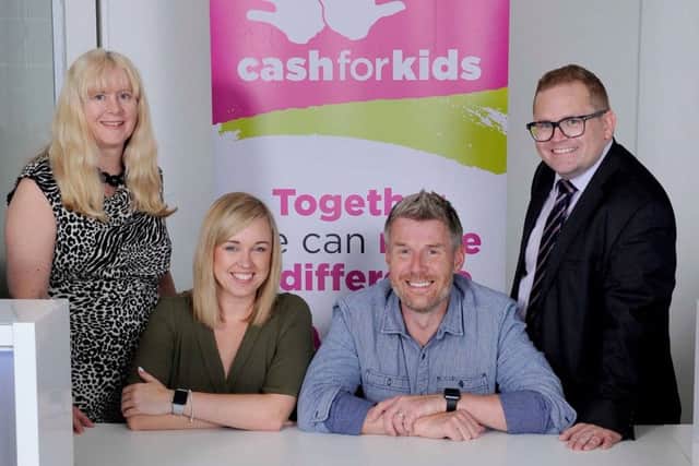 Thorntons legal fim launches charity will campaign - Lynne Hopkins, Victoria Hendry, Forth Ones Boogie and Murray Etherington.