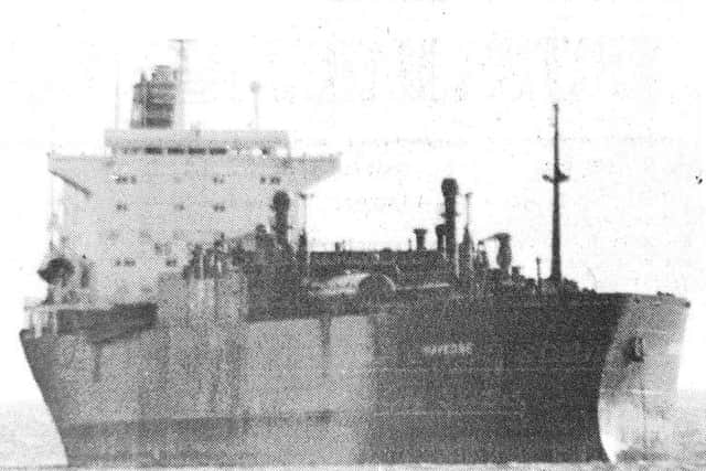 The oil tanker Havkong pictured after it nearly ran aground in Fife in 1993.