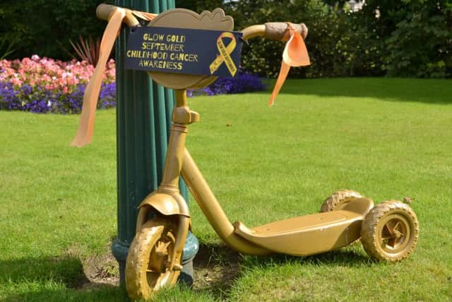 The golden scooter, which was the first to be taken, was cable tied to a post at the entrance to Beveridge Park in Kirkcaldy.