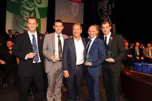 Jason Dair was inducted as a member of the Coca-Cola Cup winning team in 2014 - From left: Brian Potter, Jason Dair, Jeff Stelling, Colin Camerion, Stevie Crawford   -  FIFE PHOTO AGENCY -