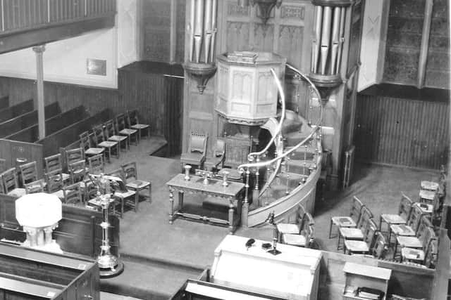 The Old Kirk chancel (the part of a church near the altar, reserved for the clergy and choir) before 1968. Pic courtsey of Kirkcaldy Old Kirk Trust.