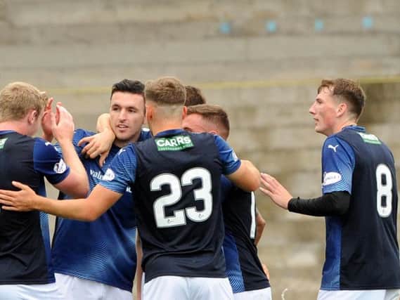 Raith Rovers players celebrate a goal in last week's 4-0 win over Peterhead. Pic: Fife Photo Agency