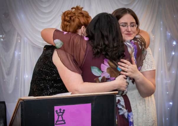 Fife Women Rock 2019 awards- Lynsey Ramsay (centre) with organisers Cara Forrester and Annie Crow Pic: Rachel McLean Photography)