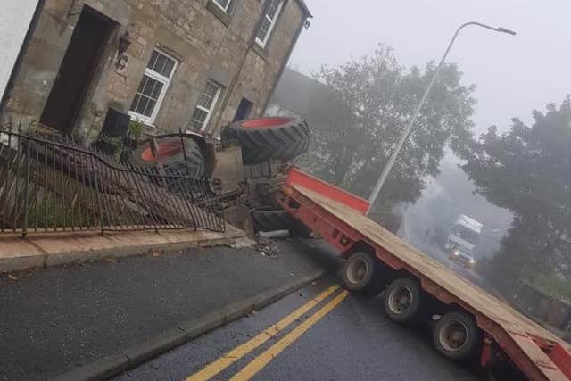 The tractor has overturned. Picture: Fife Jammer Locations