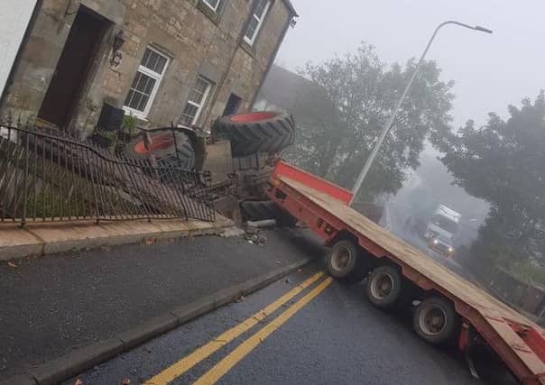 The tractor has overturned. Picture: Fife Jammer Locations