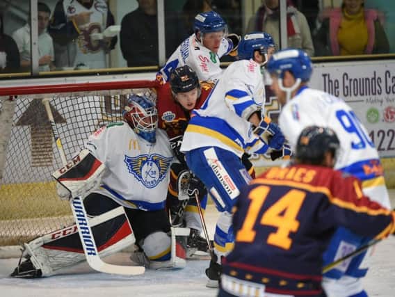 Guildford put pressure on the Fife net. Pic: Guildford Flames