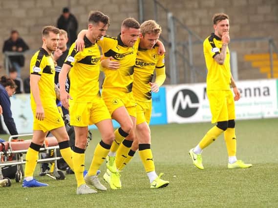Lewis Vaughan is helped from the pitch after suffering another knee injury in the win over Forfar. Pic: Fife Photo Agency