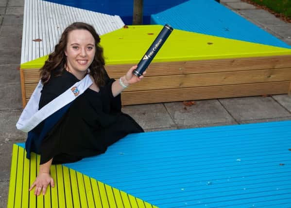 Niamh Hogwood is pictured outside Fife Colleges Kirkcaldy Campus following her recent graduation.